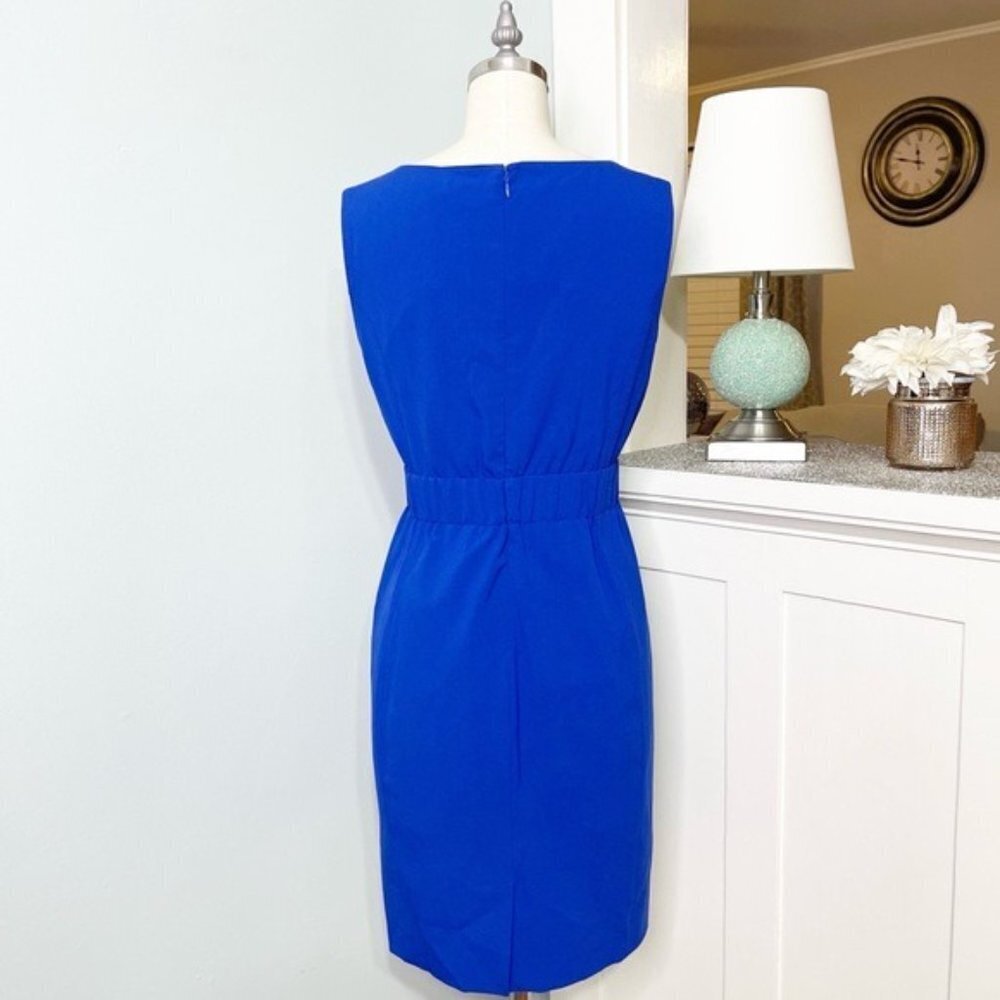 Calvin Klein Blue Sleeveless Sheath Dress with Elastic Buckle Waist Size 2 - Picture 5 of 10